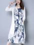 Casual Drawstring Abstract Print Two-Piece Maxi Dress