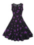 Casual Sweet Heart Pleated Bodice Heart Printed Skater Dress