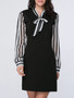 Casual Tie Collar Awesome Vertical Striped Shift Dress