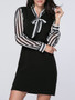 Casual Tie Collar Awesome Vertical Striped Shift Dress