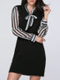 Casual Tie Collar Awesome Vertical Striped Shift Dress