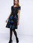 Casual Floral Printed Vintage Awesome Open Shoulder Skater Dress