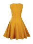 Casual Round Neck Decorative Button Plain Skater Dress