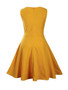 Casual Round Neck Decorative Button Plain Skater Dress