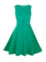 Casual Round Neck Decorative Button Plain Skater Dress