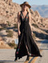 Bohemia Embroidered Sleeveless Split-front Maxi Dresses