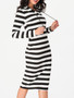 Casual Hooded Striped Bodycon Dress