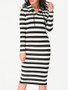 Casual Hooded Striped Bodycon Dress