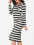 Casual Hooded Striped Bodycon Dress