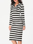 Casual Hooded Striped Bodycon Dress