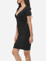 Casual Plain Sexy V Neck Bodycon-dress