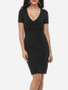 Casual Plain Sexy V Neck Bodycon-dress