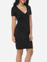 Casual Plain Sexy V Neck Bodycon-dress