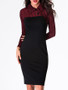 Casual Polo Collar Houndstooth Patchwork Bodycon-dress