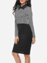 Casual Houndstooth Courtly Doll Collar Bodycon-dress
