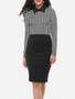 Casual Houndstooth Courtly Doll Collar Bodycon-dress