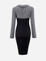 Casual Doll Collar Houndstooth Patchwork Bodycon Dress