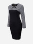 Casual Doll Collar Houndstooth Patchwork Bodycon Dress