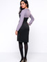 Casual Doll Collar Houndstooth Patchwork Bodycon Dress