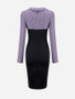 Casual Doll Collar Houndstooth Patchwork Bodycon Dress