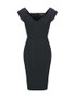 Casual V-Neck Slit Plain Bodycon Dress