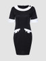 Casual Elegant Color Block Boat Neck Bodycon-dress