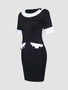 Casual Elegant Color Block Boat Neck Bodycon-dress