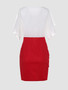 Casual Cowl Neck Color Block Bodycon Dress