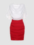 Casual Cowl Neck Color Block Bodycon Dress