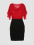 Casual Cowl Neck Color Block Bodycon Dress