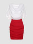 Casual Cowl Neck Color Block Bodycon Dress