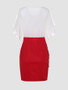 Casual Cowl Neck Color Block Bodycon Dress