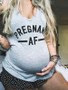 New Grey-Black Monogram Pregnant AF Pattern Deep V-neck Casual Maternity Vest