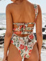 One Shoulder Floral One Piece Swimsuit Bandage for Women