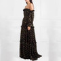 Off Shoulder Sexy Puff Long Sleeve Leopard Maxi Dress