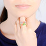 Flower Floral Rings Cubic Zirconia Golden Jewelry Enamel HANDMADE Ring