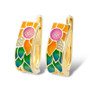 Yellow Enamel Flower Ring Earrings Set 925 Sterling Silver Charming Fashion Jewelry Set