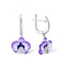 Chic Purple Flower Earrings Ring Set 925 Sterling Silver Fashion HANDMADE Enamel Jewelry Set