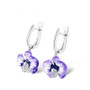 Chic Purple Flower Earrings Ring Set 925 Sterling Silver Fashion HANDMADE Enamel Jewelry Set