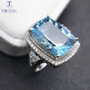 Vintage Concave Cut Blue Topaz Gemstone Ring