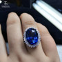 Princess Big 14ct Coated Blue Topaz Gemstone Ring