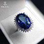 Princess Big 14ct Coated Blue Topaz Gemstone Ring