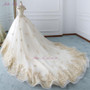 Elegant Shiny Embroidery Tulle Scalloped Bridal Dress Off The Shoulder Beading Pearls Royal Train Ball Gown Wedding Dress