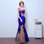 Retro Mermaid Tail Fashion Embroidery Qipao Long Cheongsam Chinese Traditional Dress