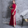 Embroidery Modern Cheongsam Red Sexy Qipao Long Traditional Chinese Dress