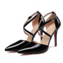 Crossed Strap Sexy High Heels Ladies Pointed Toe Patent Leather Pump