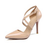 Crossed Strap Sexy High Heels Ladies Pointed Toe Patent Leather Pump