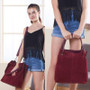 Real Split Suede Leather Leisure Large Top-handle Tote Handbag