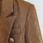 Brown Designer Blazer Women's Lion Metal Buttons Double Breasted Blazer Jacket
