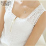 Lace Patchwork White Sexy Hollow Out Chiffon Lace Sleeveless Top